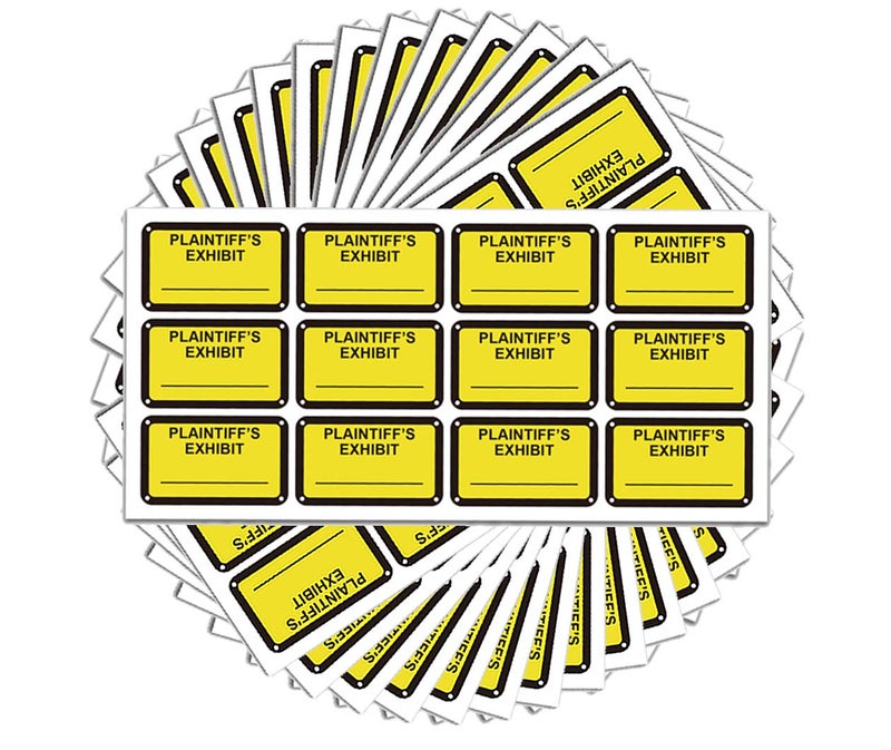 Remarkable Legal Yellow Plaintiff's Exhibit Stickers 1.65 X 1 Inches - Fluorescent Yellow Color-Coded Exhibit Labels 300 Stickers Per Pack(PLAINTIFF'S Exhibit) - Image 1